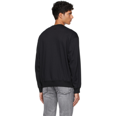 Shop Solid Homme Black Twill Sweater In Black 604b