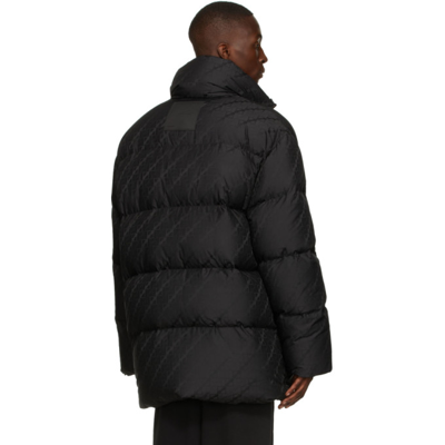 Shop We11 Done Jacquard Logo Puffer Jacket In Black