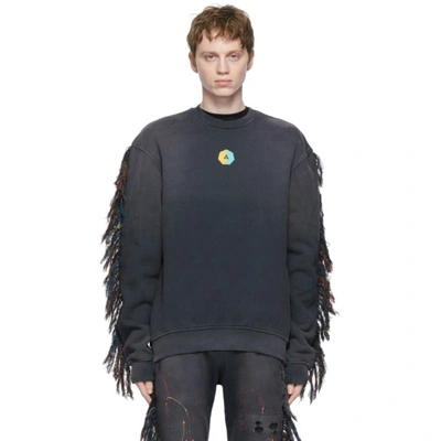 Shop Alchemist Black Fringe Surfside Sweatshirt In Vintage Black