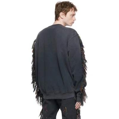 Shop Alchemist Black Fringe Surfside Sweatshirt In Vintage Black