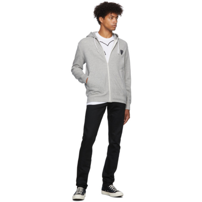 Shop Comme Des Garçons Play Layered Double Heart Hoodie In Grey