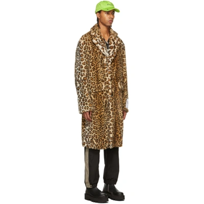 Palm Angels Leopard Faux-fur Coat In Brown | ModeSens