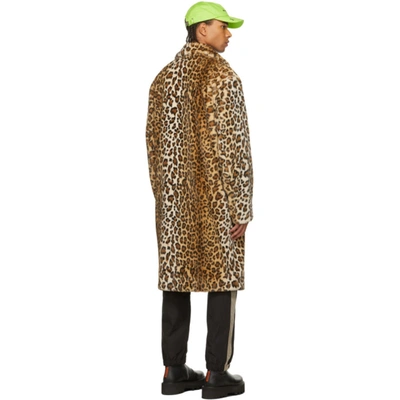 Shop Palm Angels Leopard Faux-fur Coat In Brown