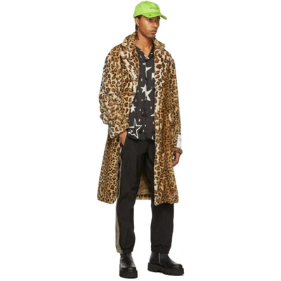 Shop Palm Angels Leopard Faux-fur Coat In Brown