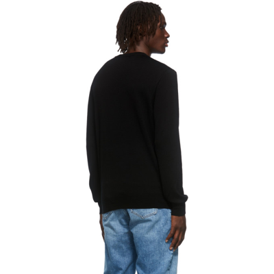 Shop Balmain Black Merino Logo Sweater In Eab Noir/blanc