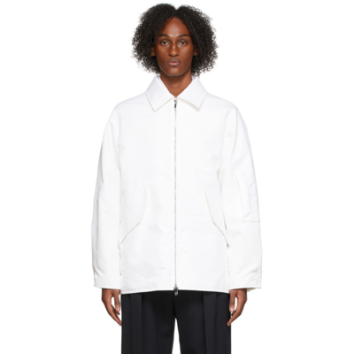Shop Valentino White Nylon Blouson Jacket In A03 Avorio