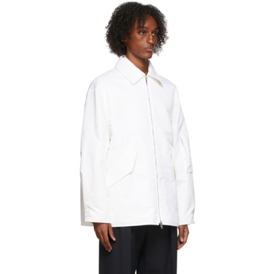 Shop Valentino White Nylon Blouson Jacket In A03 Avorio