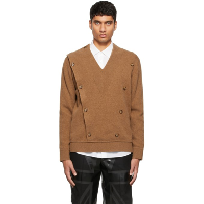 Shop Burberry Brown Wool V-neck Sweater In Miscellaneous