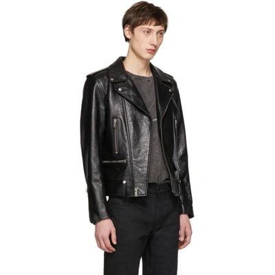 Shop Saint Laurent Black Leather Stars Classic Moto Jacket In 1010 Black