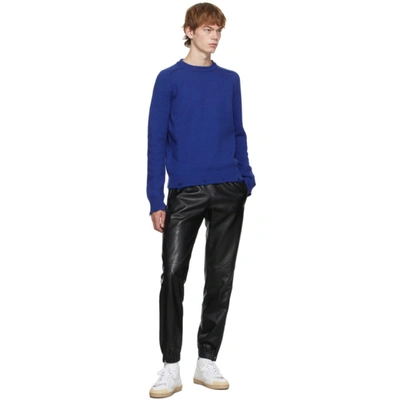 Shop Saint Laurent Blue Cotton Distressed Sweater In 4164 Electric Blue