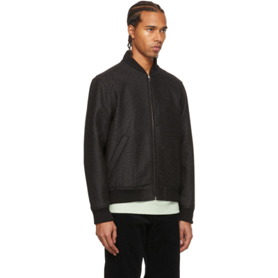 Shop Apc Black Wool Mathieu Bomber Jacket In Lad Anthracite