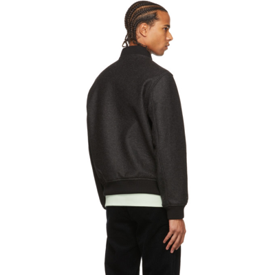 Shop Apc Black Wool Mathieu Bomber Jacket In Lad Anthracite