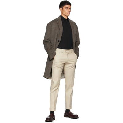 Shop Agnona Beige Twill Tailored Trousers In N31 Stone