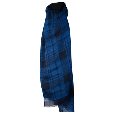 Pre-owned Z Zegna Wool Scarf & Pocket Square In Blue