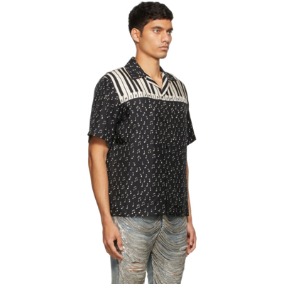 Shop Amiri Black Music Notes Bowling Shirt In Black-silk Twill