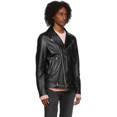 Shop Acne Studios Black Biker Leather Jacket