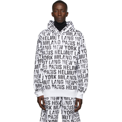Shop Helmut Lang White & Black All-over Hoodie In 100 White
