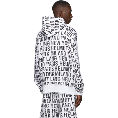 Shop Helmut Lang White & Black All-over Hoodie In 100 White