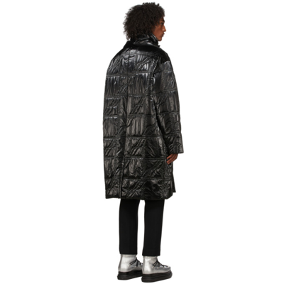 Shop We11 Done Black Square Logo Quilted Long Coat