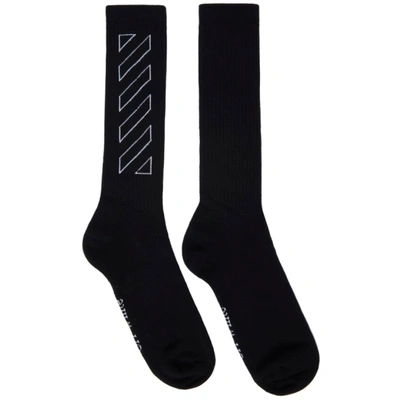 Shop Off-white Black Diag Outline Mid Socks In Black/white