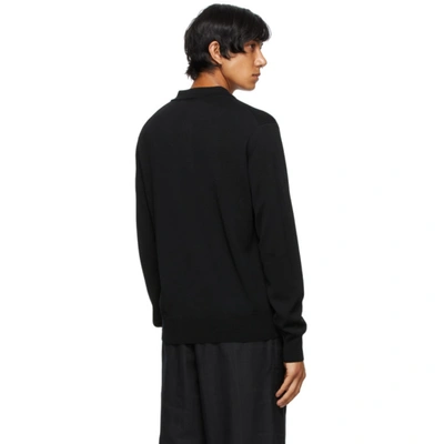 Shop Vivienne Westwood Black Wool Orbit Long Sleeve Polo