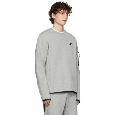 Shop Nike Grey Nsw Tech Fleece Sweatshirt In Dk Grey Heather/blac