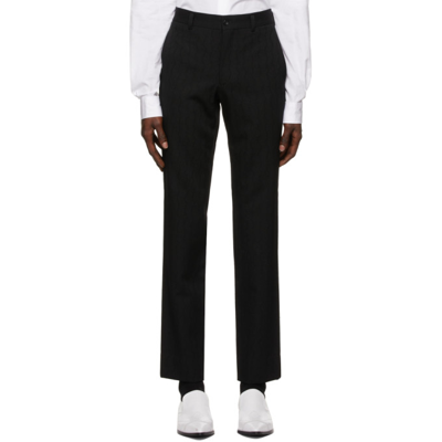 Wool Textured Trousers In Black