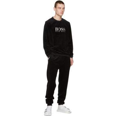 Shop Hugo Boss Black Velour Lounge Pants In 001 - Black