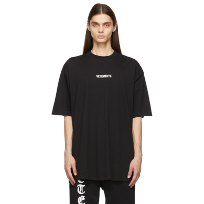 Vetements Black Logo Label T-shirt In Black/white | ModeSens