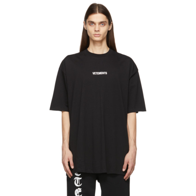 Vetements Black Logo Label T shirt In Black white ModeSens