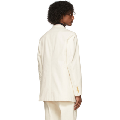 Shop Factor's Off-white Canvas Single Breasted Jacket In Ivory