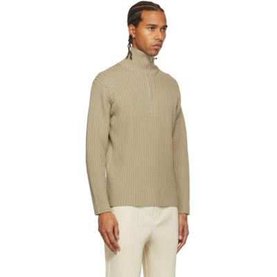 Shop Auralee Khaki Wool Half-zip Sweater