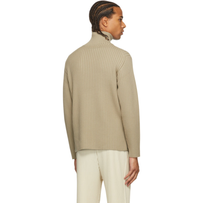 Shop Auralee Khaki Wool Half-zip Sweater