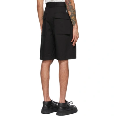 Shop Jil Sander Black Herringbone Workwear Shorts In 001 Black