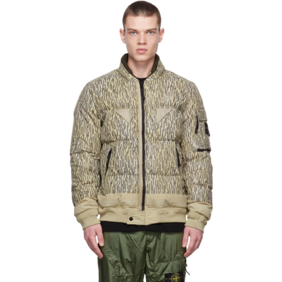 Shop Stone Island Beige Rain Camo Bomber Jacket In V0091 Natural Beige