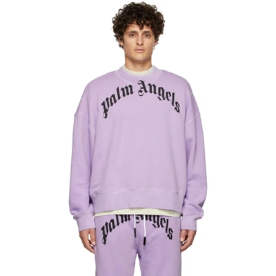 Shop Palm Angels Purple Curved Logo Sweatshirt In Lilac Black