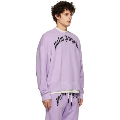 Shop Palm Angels Purple Curved Logo Sweatshirt In Lilac Black