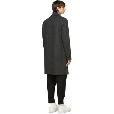 Shop Ami Alexandre Mattiussi Grey & Black Wool Herringbone Coat In 57 Grey