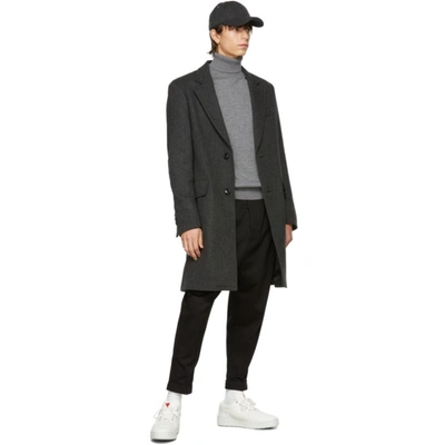 Shop Ami Alexandre Mattiussi Grey & Black Wool Herringbone Coat In 57 Grey