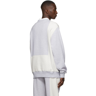Shop Helmut Lang Grey & Off-white Colorblock Sweatshirt In 79 Light Heather Gre