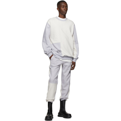 Shop Helmut Lang Grey & Off-white Colorblock Sweatshirt In 79 Light Heather Gre