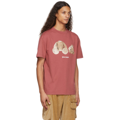 Shop Palm Angels Pink Classic Bear T-shirt In Burndy