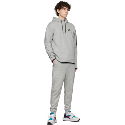 Shop Nike Grey Nsw Tech Fleece Hoodie In Dk Grey Heather/blac