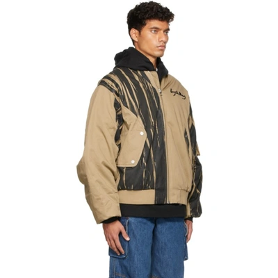 Feng Chen Wang Khaki Hand Painted Padded Oversized Ma-1 Jacket In Khaki
