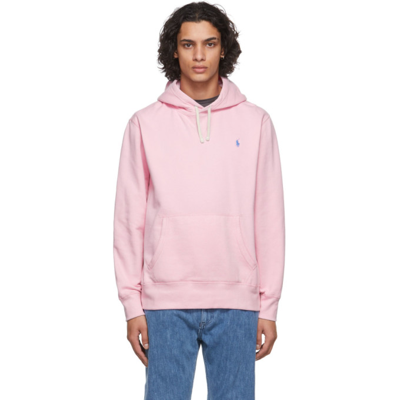 Mens pink deals polo hoodie