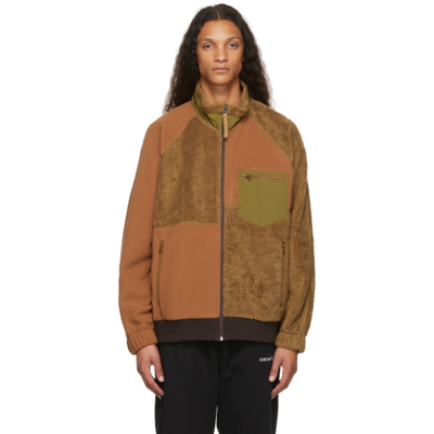 Shop Helmut Lang Brown & Green Patchwork Fleece Sweatshirt In Walnut/nuthatch/cara