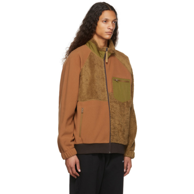 Shop Helmut Lang Brown & Green Patchwork Fleece Sweatshirt In Walnut/nuthatch/cara
