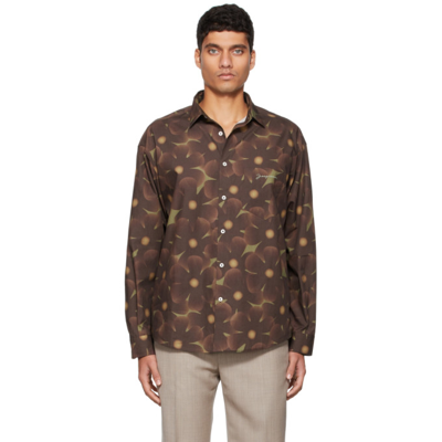 Shop Jacquemus Brown La Montagne 'la Chemise Simon' Shirt In Print Camo Flowers