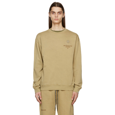 Shop Aape By A Bathing Ape Green Logo Crewneck Sweatshirt In Beige Bgx