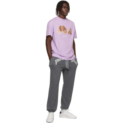 Shop Palm Angels Logo Jersey T-shirt In Lilac Brown